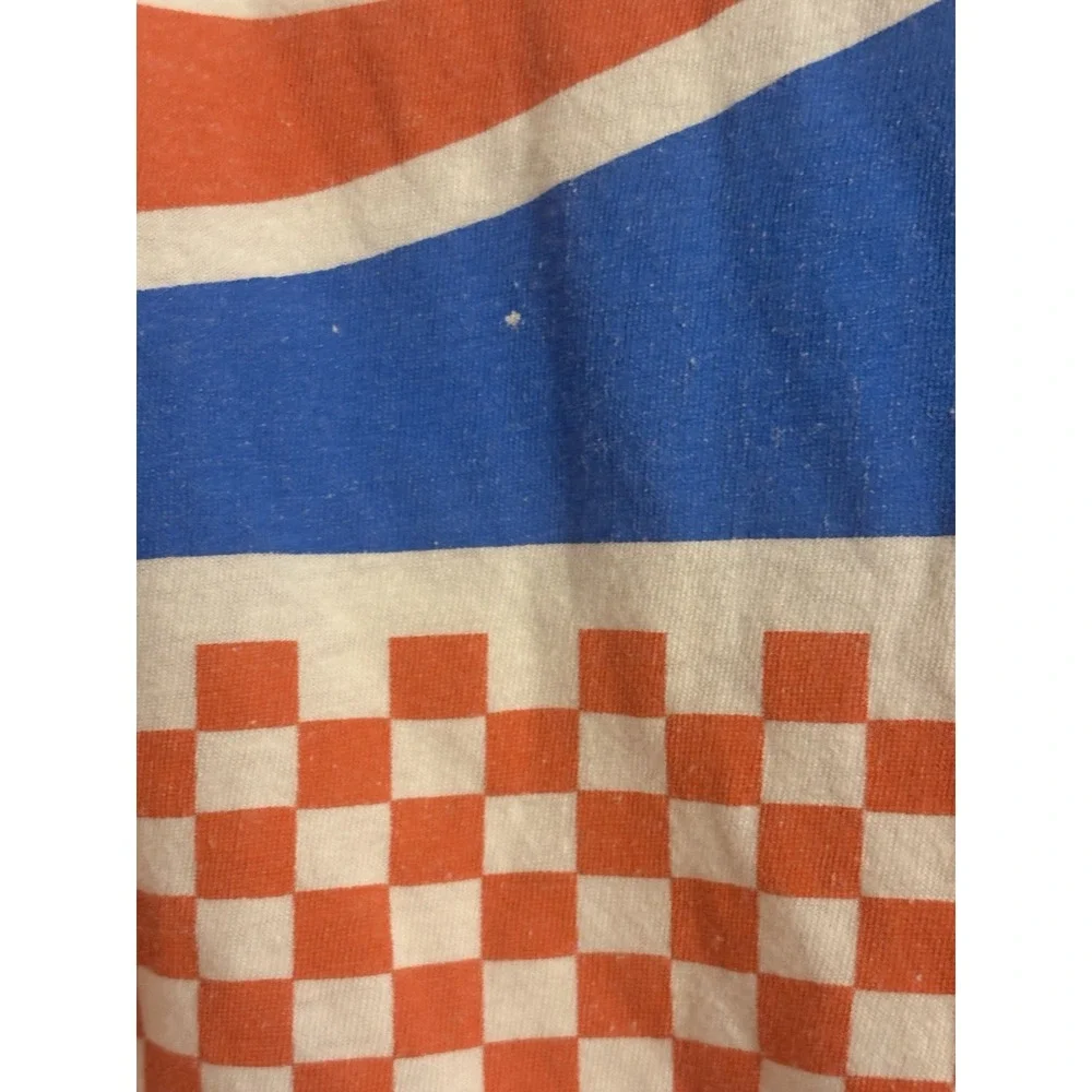 Coca Cola Coke T-SHIRT Retro checkered Mens sz Med 36"‎ Logo Tee White Red Blue - Picture 4 of 5